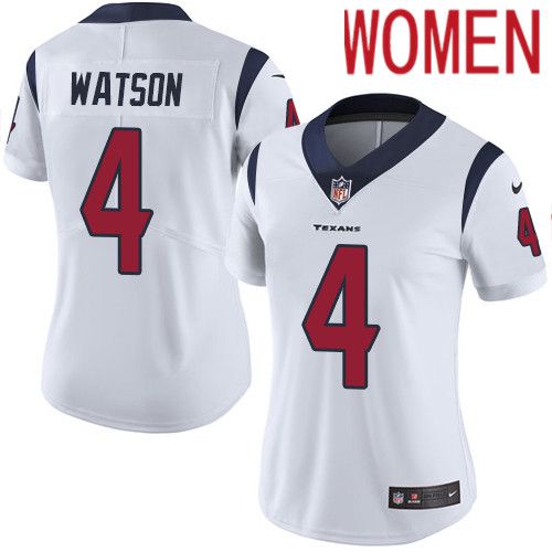 Women Houston Texans 4 Deshaun Watson White Nike Vapor Limited NFL Jersey